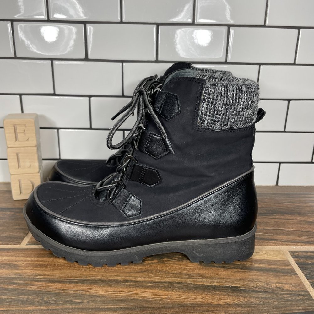 JBU By Jambu Mendoza Knit Women's Size 8 Shoes Black Cold Weather Faux Fur Boot